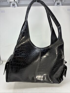 Villager Black Croc-Embossed Shoulder Bag
